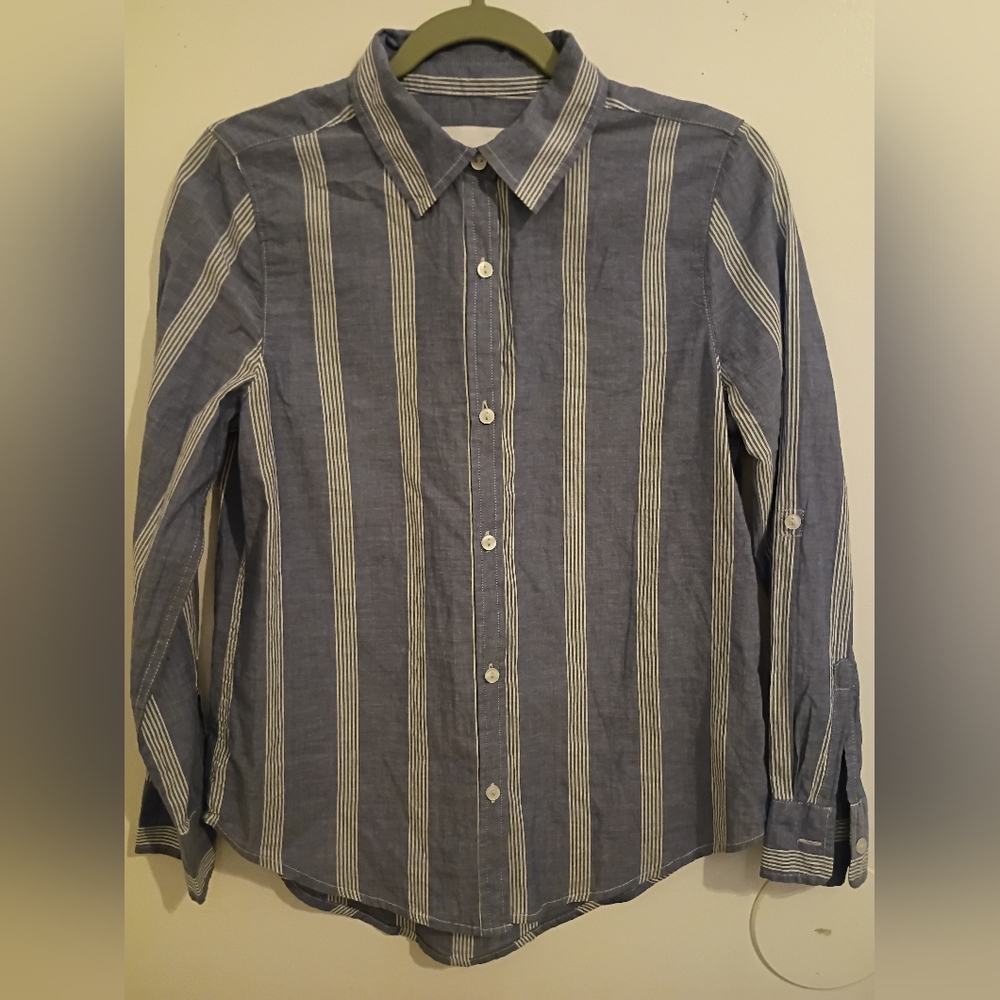 Lola RiverWomen's‎ Blue Striped Button Up Shirt Sz XS